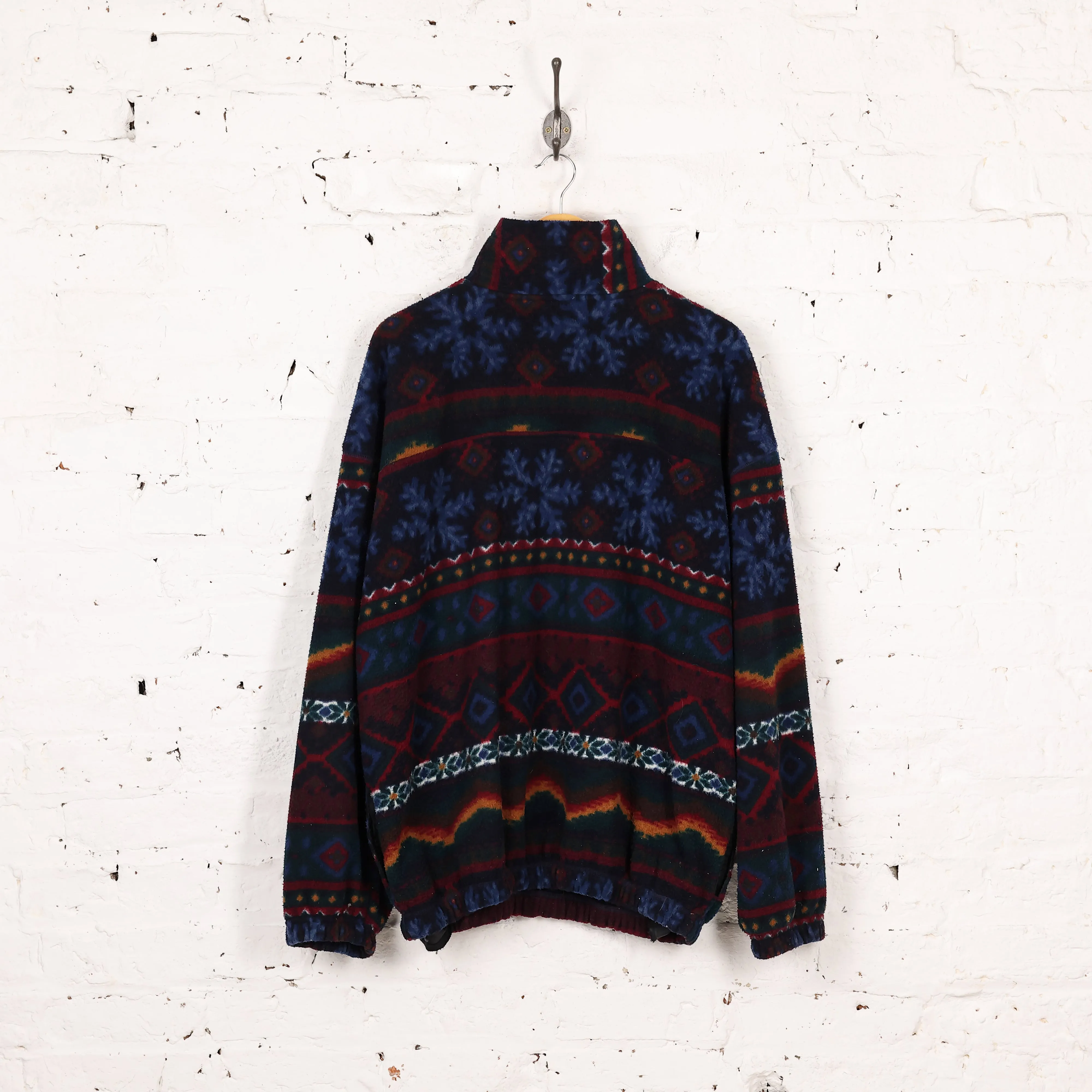 Headlock Vintage 1/4 Zip 90s Pattern Fleece - Maroon/Green  - XL