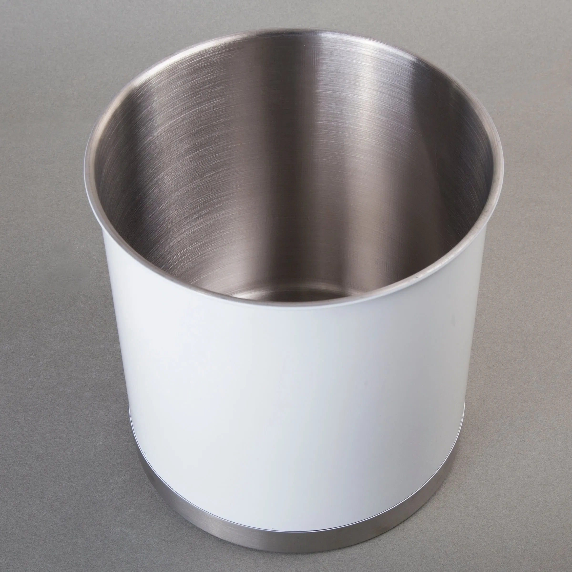Heavy Gauge Stainless Steel Extra Large Tool Crock Utensil Holder Flatware Organizer, White Color