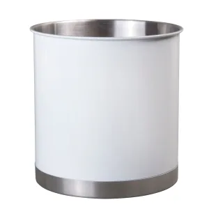 Heavy Gauge Stainless Steel Extra Large Tool Crock Utensil Holder Flatware Organizer, White Color