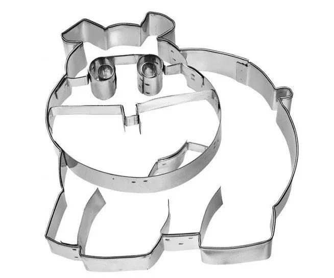 Hippopotamus Cookie Cutter with Embossed Detail