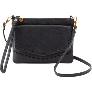 Hobo Stroll Crossbody Black Velvet Hide Leather