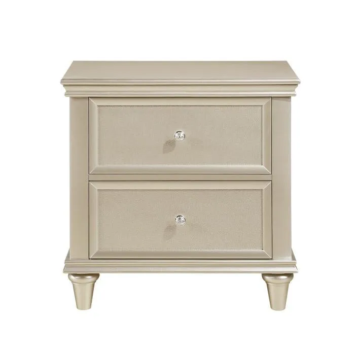 Homelegance Celandine 2 Drawer Nightstand in Silver 1928-4