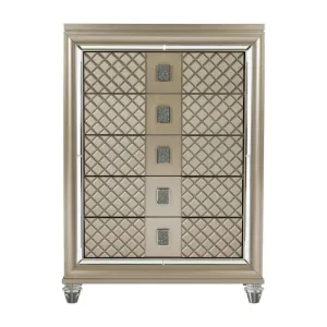 Homelegance Furniture Loudon 5 Drawer Chest in Champagne Metallic 1515-9