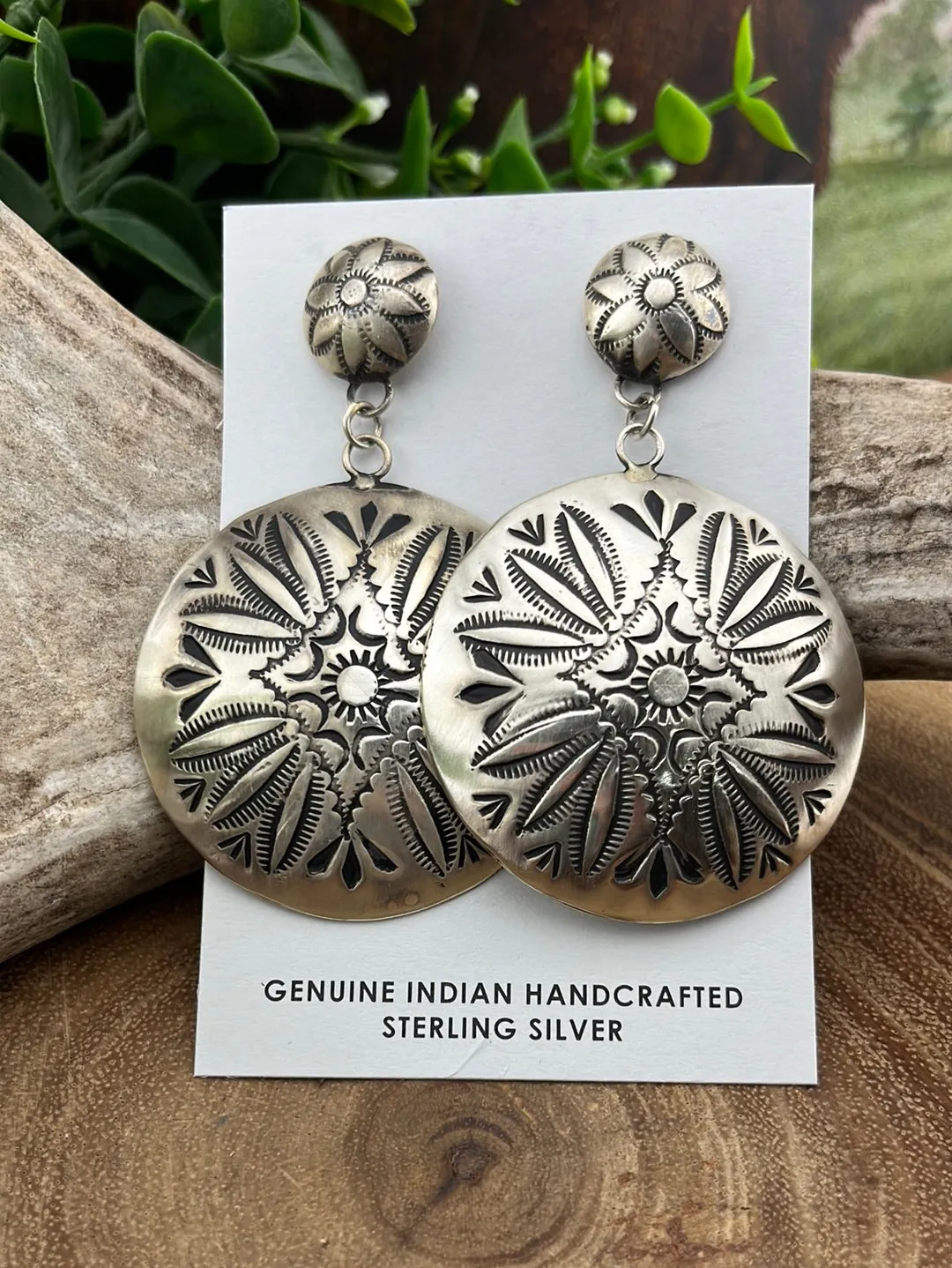 Honey Belle Sterling Concho Earrings