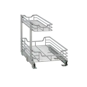 Household Essentials C42621-1 Glidez 2-Tier Undersink Cabinet Organizer | Pull Out Shelves for Storage | 21 in D x 12.2 in W x 15.5 in H | Chrome Wire, Deep, Silver