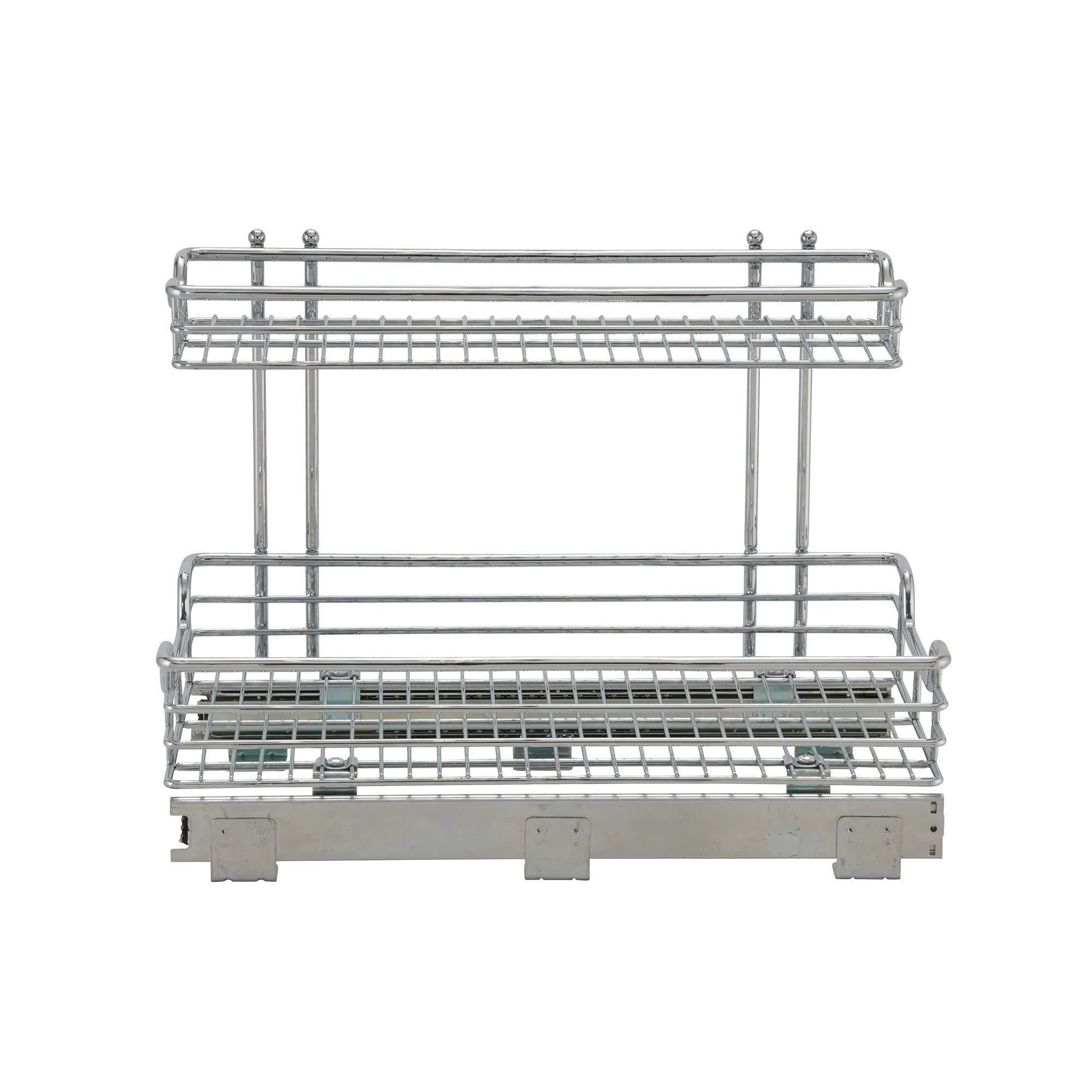 Household Essentials C42621-1 Glidez 2-Tier Undersink Cabinet Organizer | Pull Out Shelves for Storage | 21 in D x 12.2 in W x 15.5 in H | Chrome Wire, Deep, Silver