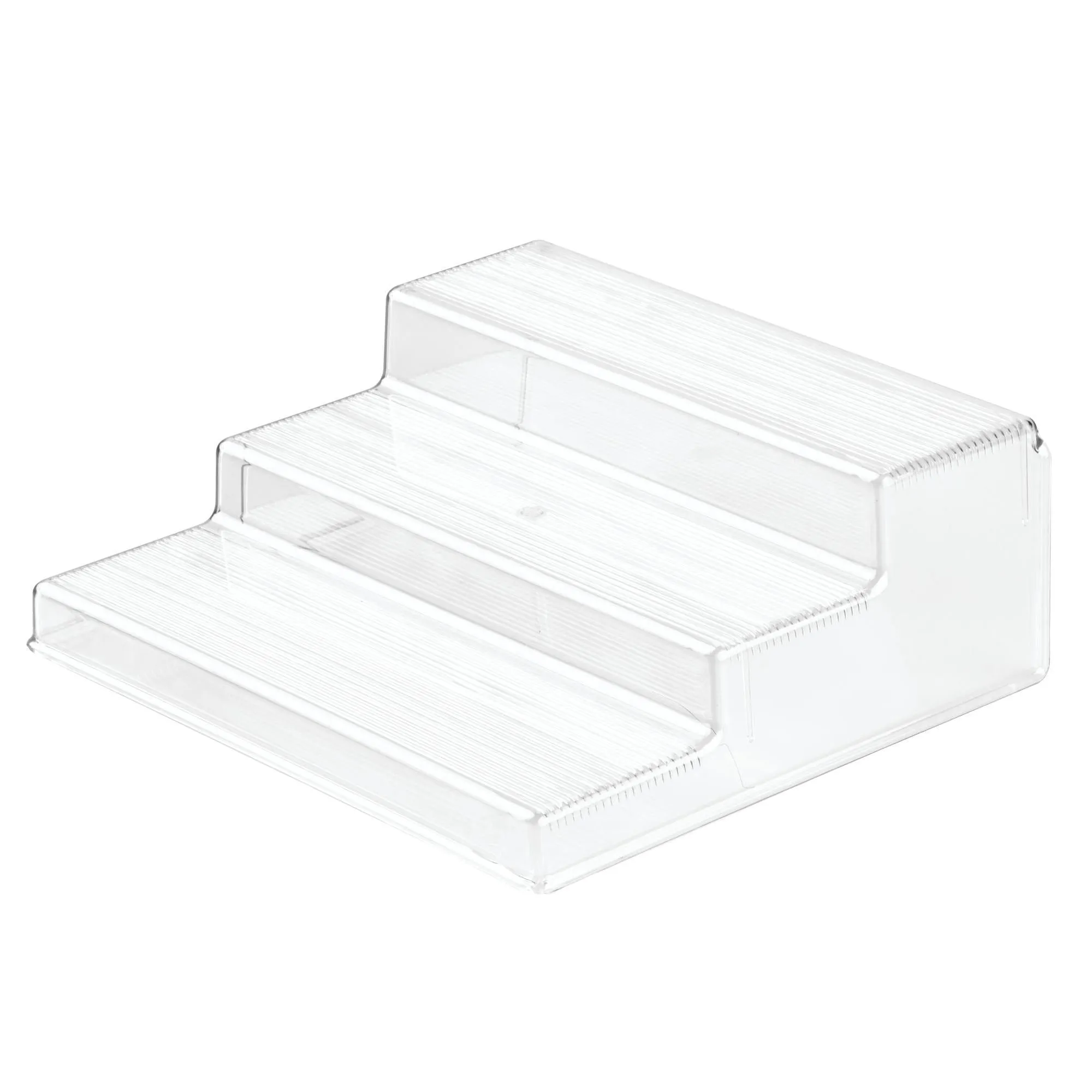 iDesign Linus Plastic 3-Tier Organizer, Spice Rack for Kitchen Pantry, Cabinets, Countertops, Vanity, Office, Craft Room, 10" x 8.75" x 3.50", Set of 4, Black
