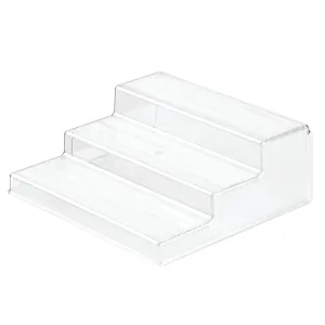 iDesign Linus Plastic 3-Tier Organizer, Spice Rack for Kitchen Pantry, Cabinets, Countertops, Vanity, Office, Craft Room, 10" x 8.75" x 3.50", Set of 4, Black