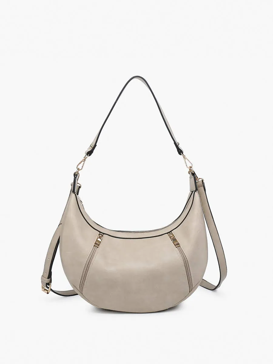 Jen & Co. - M2509 Lee Slouchy Shoulder Bag w/ Dual Zip Compartments: Sand