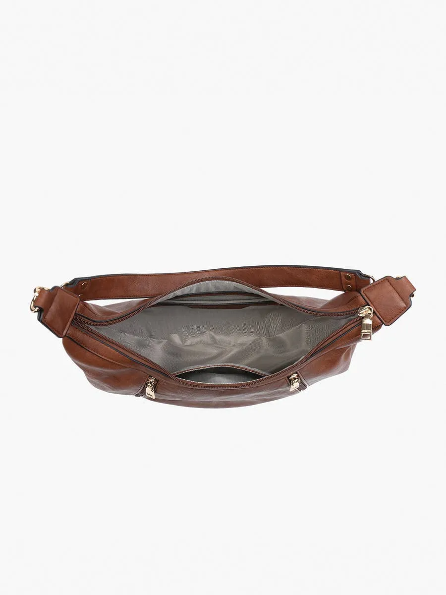 Jen & Co. - M2509 Lee Slouchy Shoulder Bag w/ Dual Zip Compartments: Sand