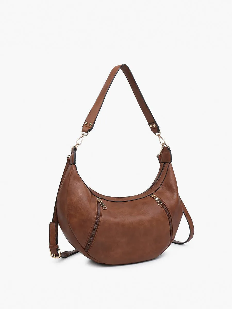 Jen & Co. - M2509 Lee Slouchy Shoulder Bag w/ Dual Zip Compartments: Sand