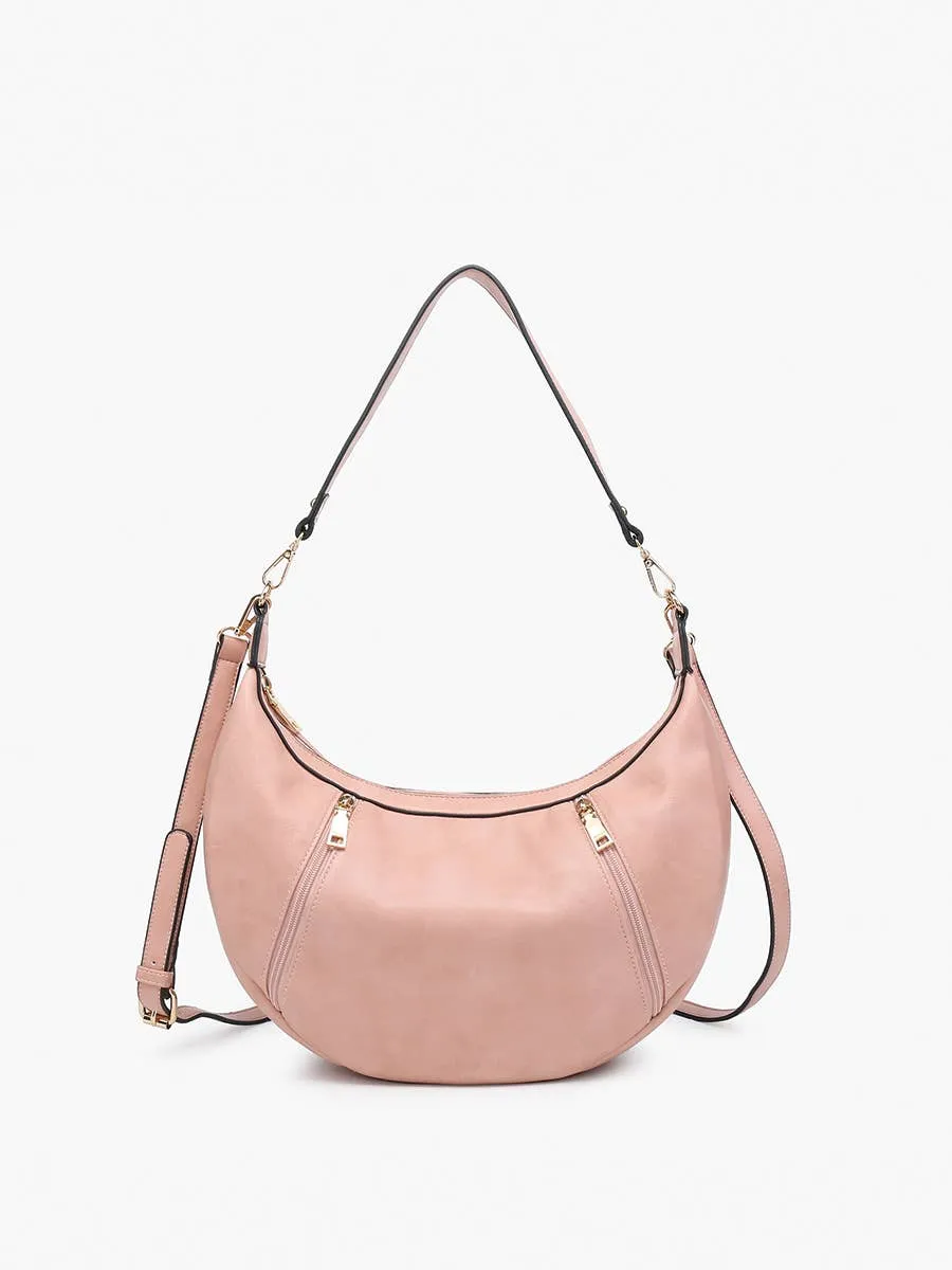 Jen & Co. - M2509 Lee Slouchy Shoulder Bag w/ Dual Zip Compartments: Sand