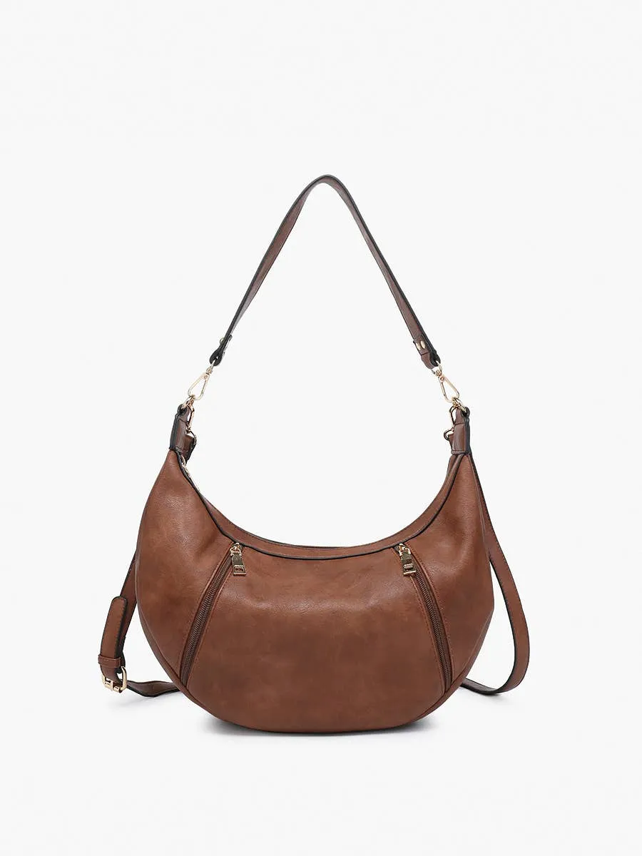 Jen & Co. - M2509 Lee Slouchy Shoulder Bag w/ Dual Zip Compartments: Sand