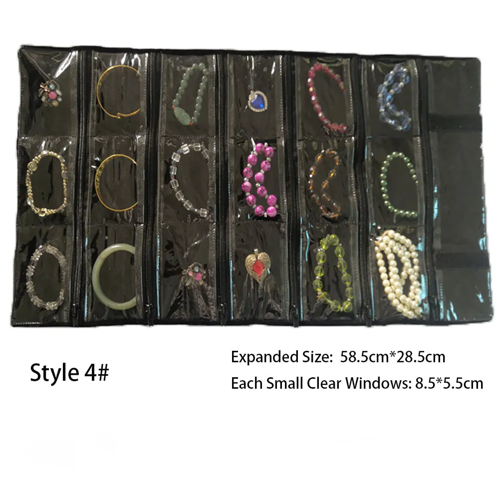 Jewelry Travel Rolls PVC Clear Windows Accessories Organizer Storage Jewelry Display Multipurpose