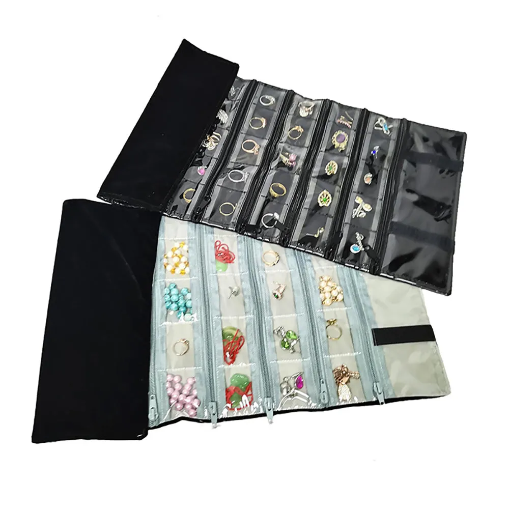 Jewelry Travel Rolls PVC Clear Windows Accessories Organizer Storage Jewelry Display Multipurpose