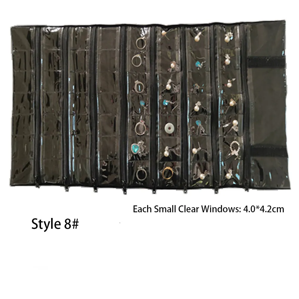 Jewelry Travel Rolls PVC Clear Windows Accessories Organizer Storage Jewelry Display Multipurpose