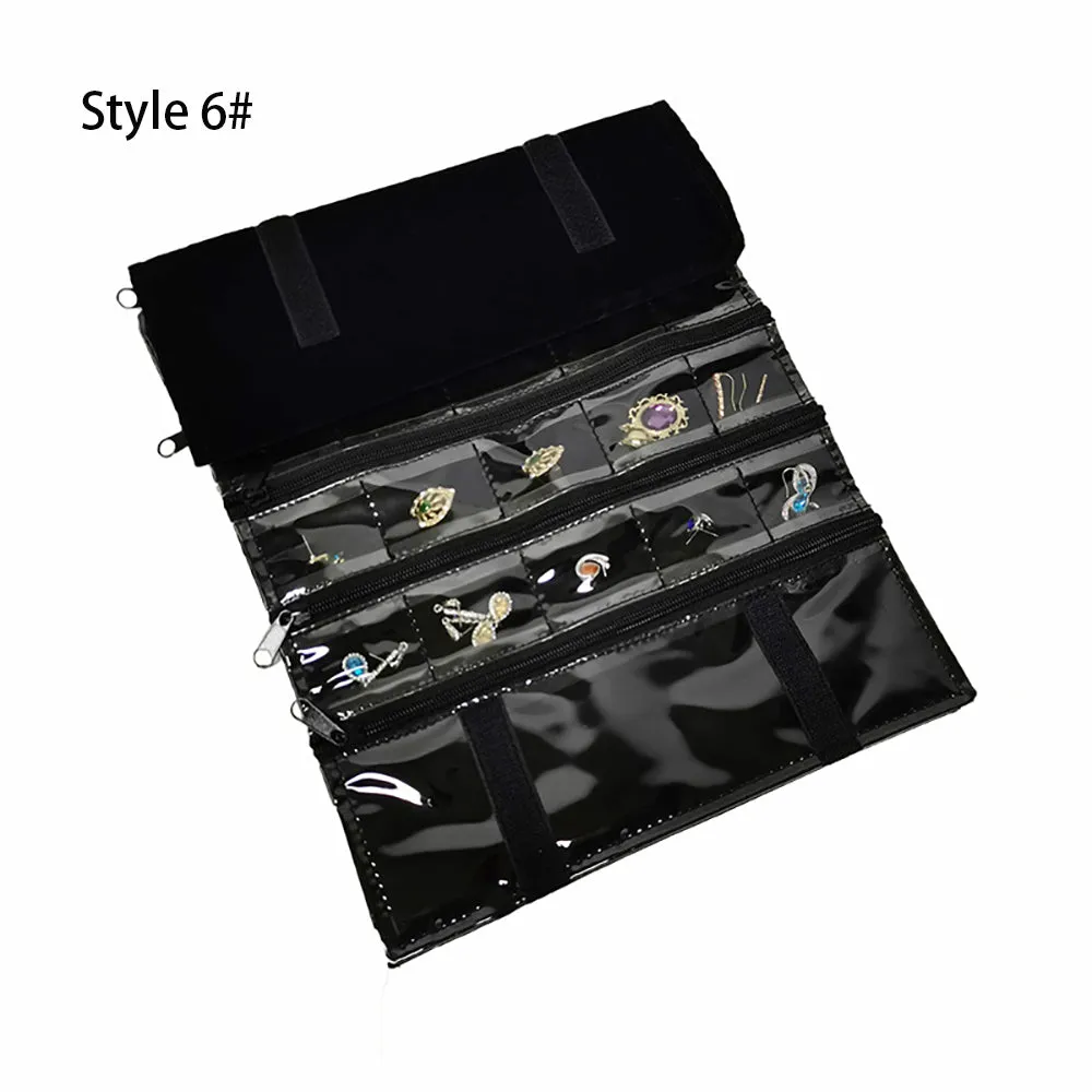 Jewelry Travel Rolls PVC Clear Windows Accessories Organizer Storage Jewelry Display Multipurpose