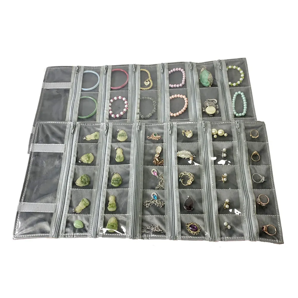 Jewelry Travel Rolls PVC Clear Windows Accessories Organizer Storage Jewelry Display Multipurpose