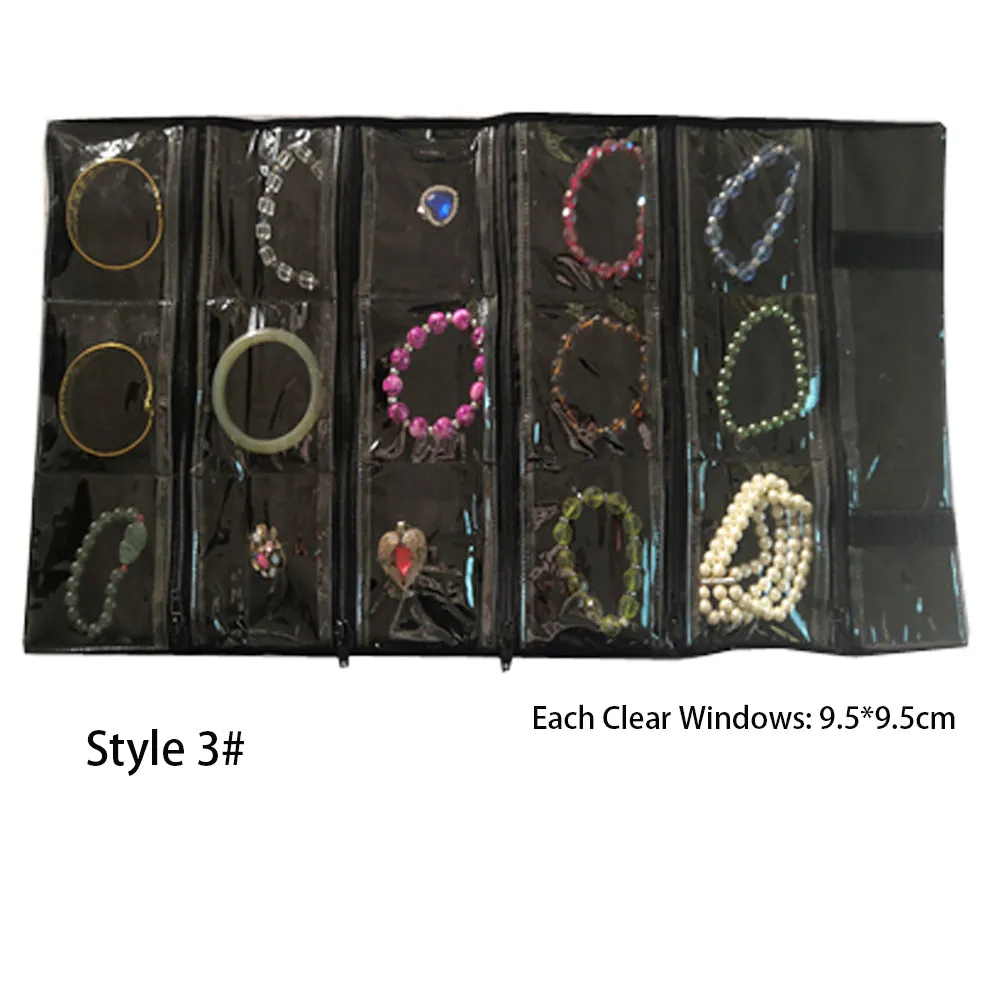 Jewelry Travel Rolls PVC Clear Windows Accessories Organizer Storage Jewelry Display Multipurpose