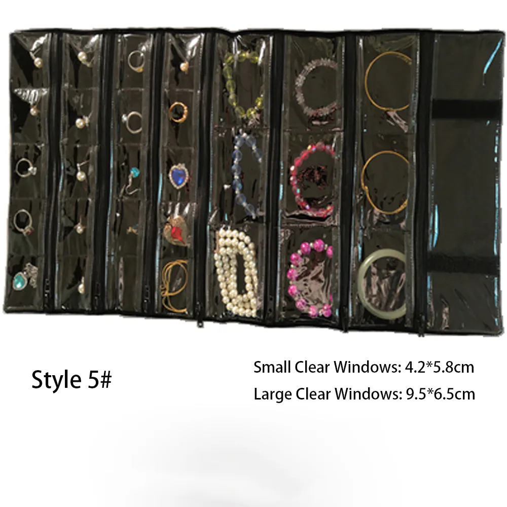 Jewelry Travel Rolls PVC Clear Windows Accessories Organizer Storage Jewelry Display Multipurpose