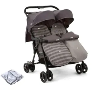 Joie Aire Twin Stroller inc 2 Footmuffs - Dark Pewter