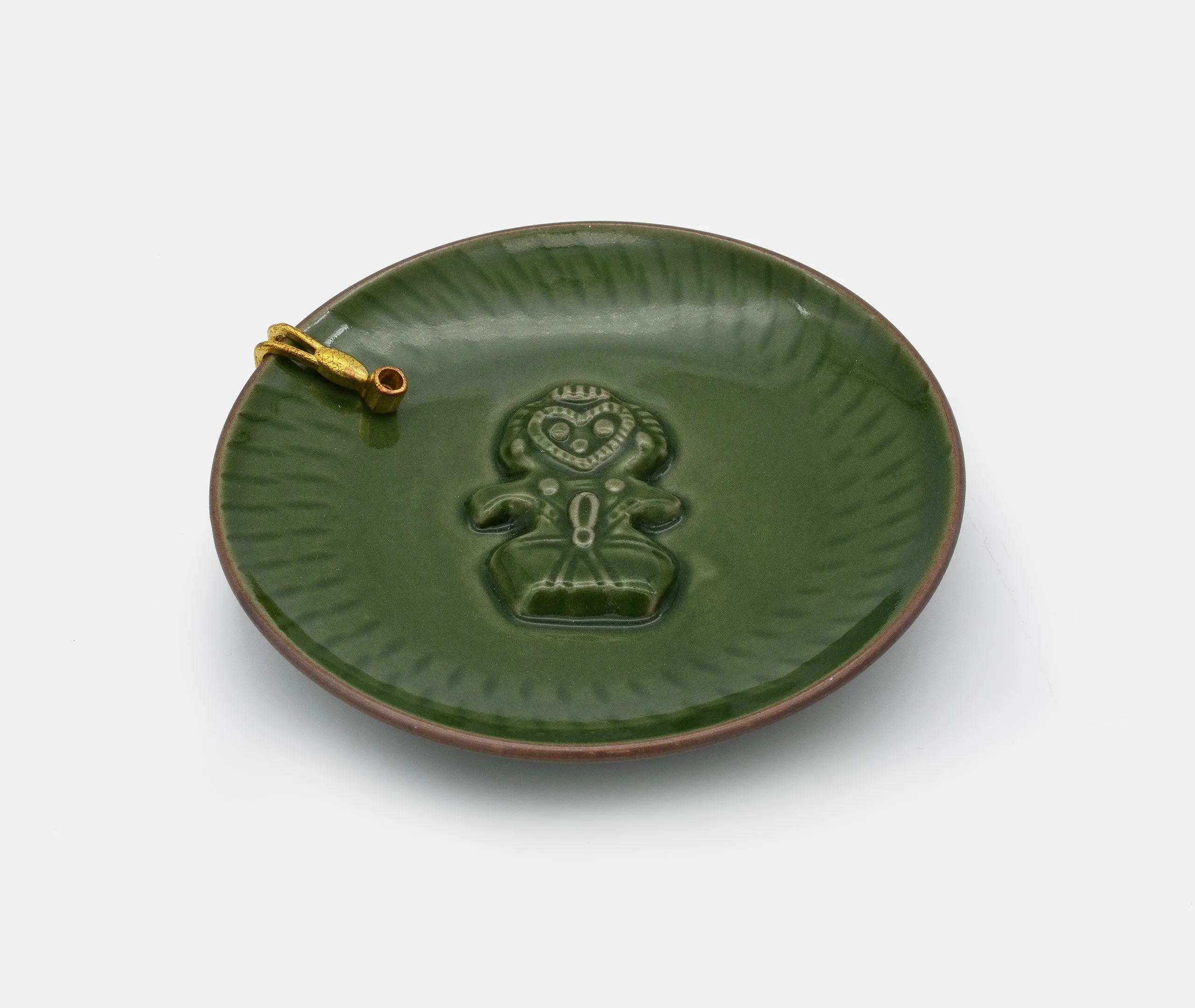 Jomon Dogu Incense Stick Holder Owl - Green