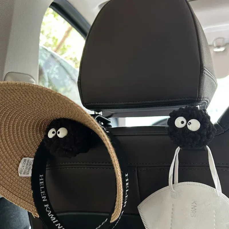 Kawaii Coal Ball Car Seat Back Hook 🌟 Cute Organizer for Food, Handbags & Clothes 🎀 Adorable Car Decor!