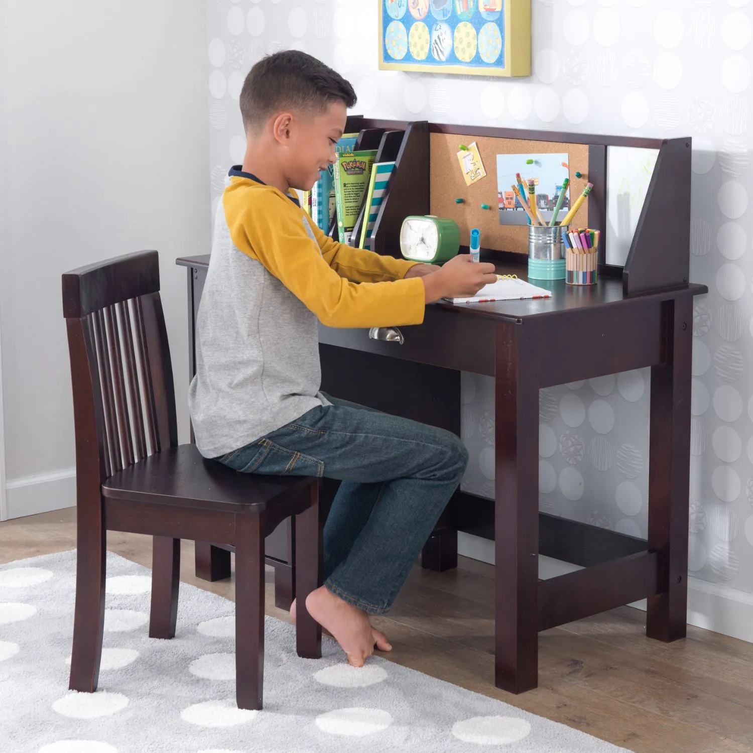 KidKraft Study Desk with Chair - Espresso