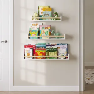 Kids Bookcases for Wall D Cor 36-30-24" White Set of 3 Modern