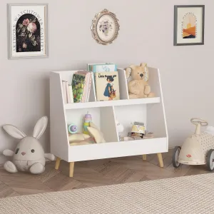 Kids Bookshelf and Toy Organizer 5 Cubbies Wooden Open Bookcase