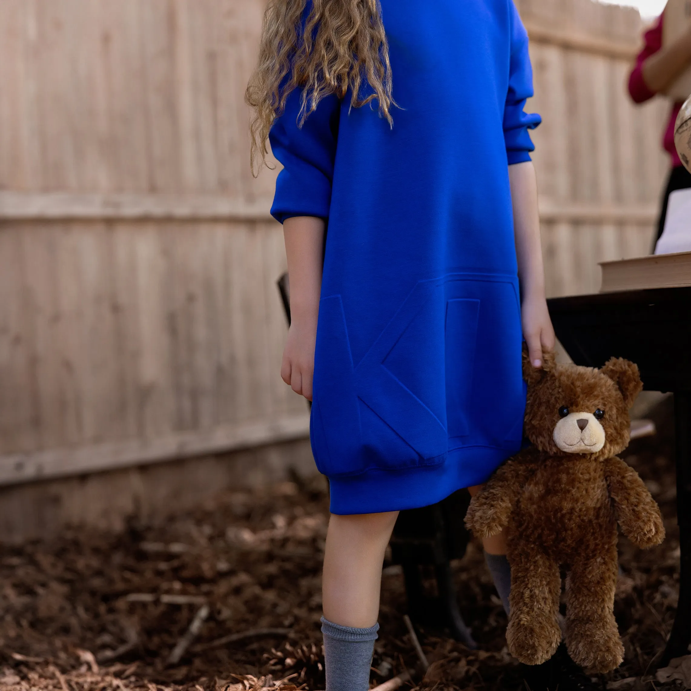 Kix Embossed Sweat Dress in Cobalt