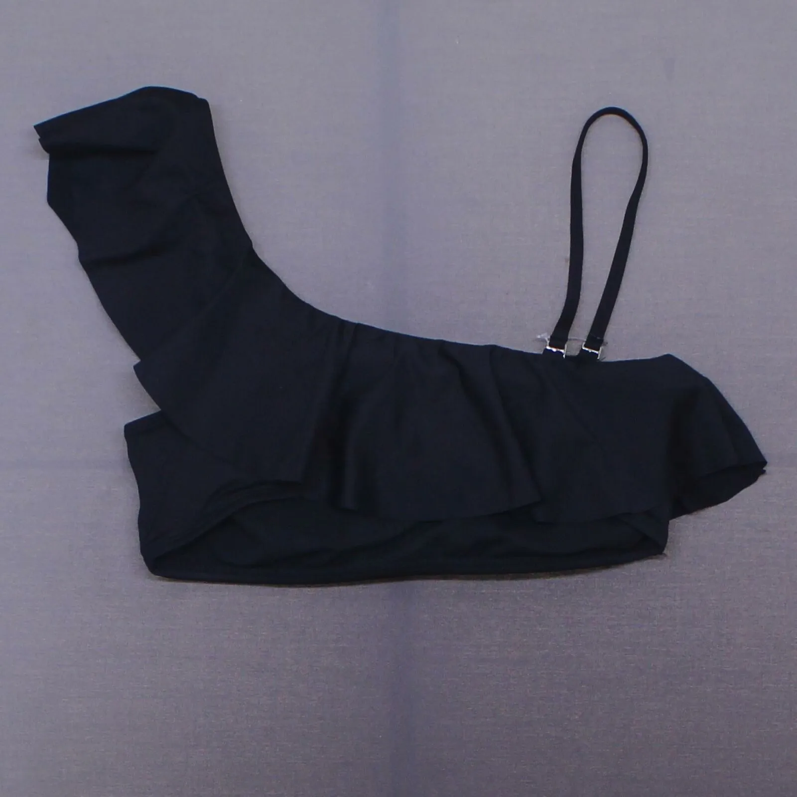 Kona Sol Women's Ruffle One Shoulder Bikini Top Black Medium