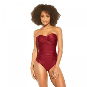 Kona Sol Women's Shirred Bandeau One Piece Swimsuit