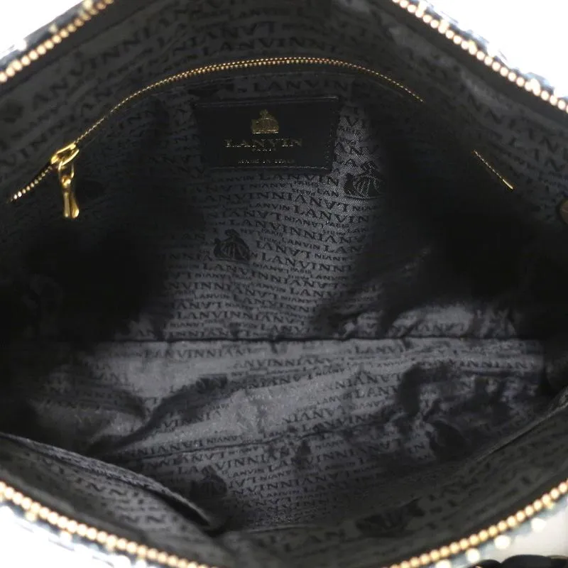 Lanvin Amalia Shoulder Bag Blue Snakeskin Chain Strap Medium Crossbody