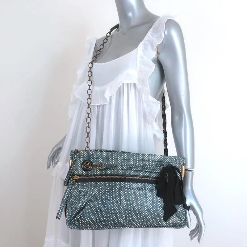 Lanvin Amalia Shoulder Bag Blue Snakeskin Chain Strap Medium Crossbody