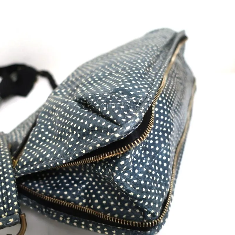Lanvin Amalia Shoulder Bag Blue Snakeskin Chain Strap Medium Crossbody