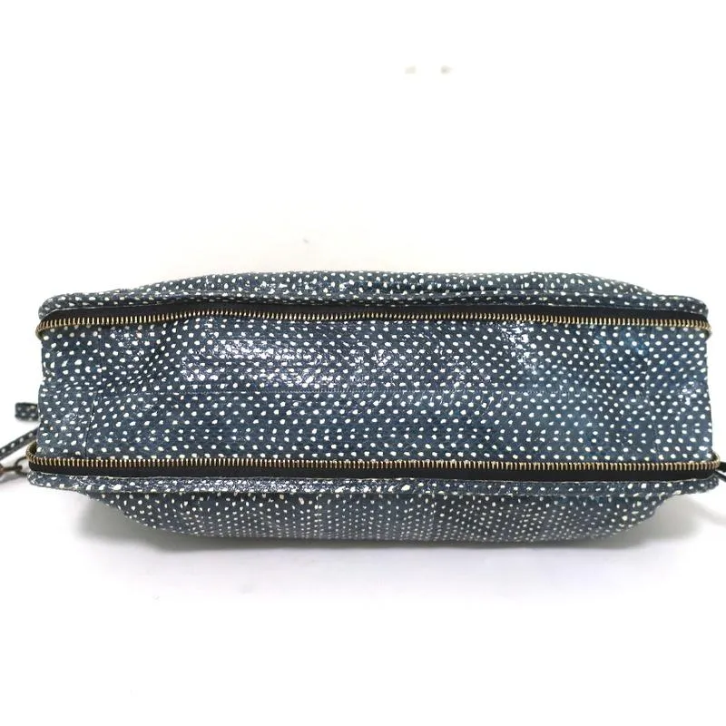 Lanvin Amalia Shoulder Bag Blue Snakeskin Chain Strap Medium Crossbody