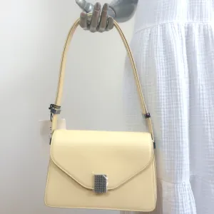 Lanvin Concerto Small Shoulder Bag Pale Yellow Leather NEW