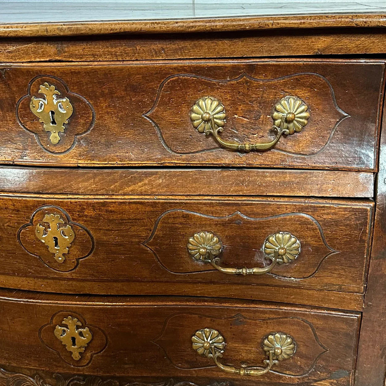 Large French Louis XV Walnut Commode Bordelaise