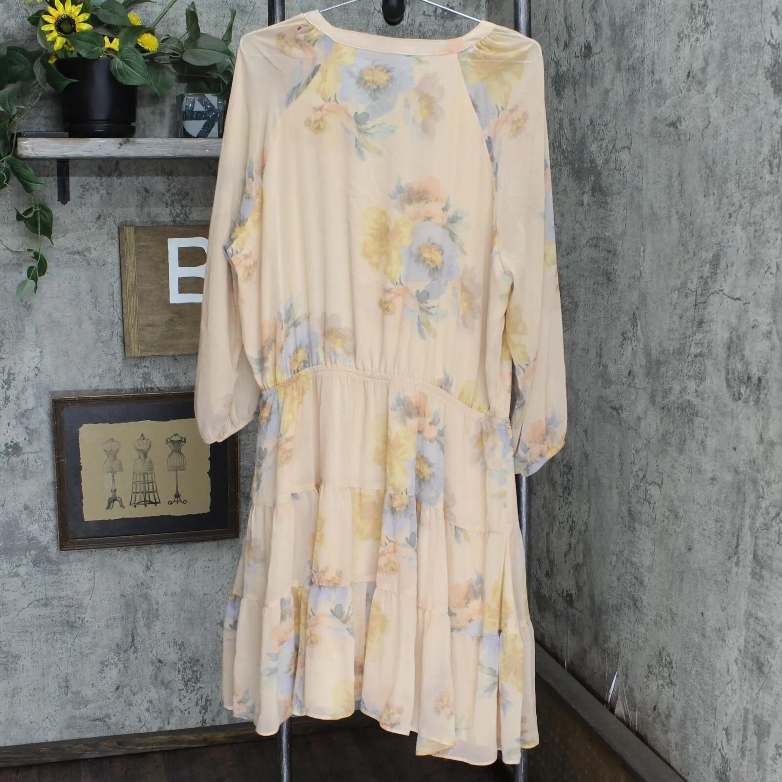 Lauren Ralph Lauren Floral Crinkled Georgette Dress Sage Pink Multicolor 18