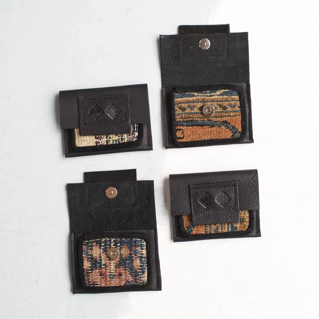 Leather and Rug Fragment Coin Purse