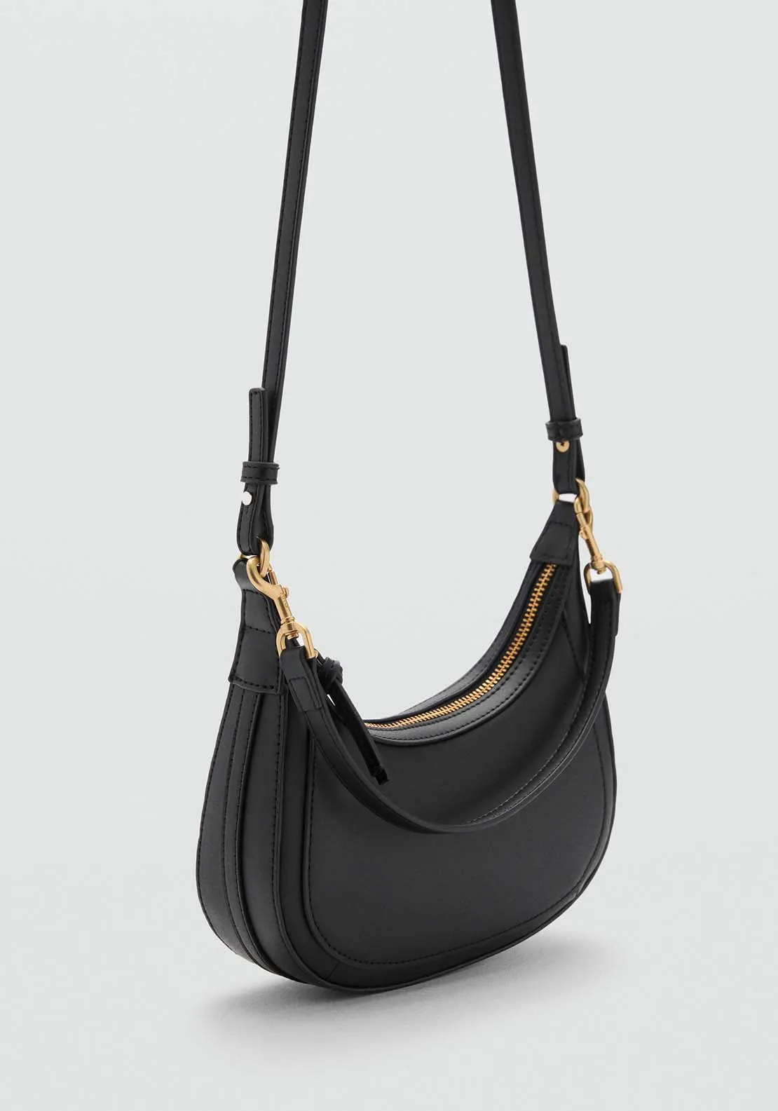 Leather-effect crossbody bag - Black