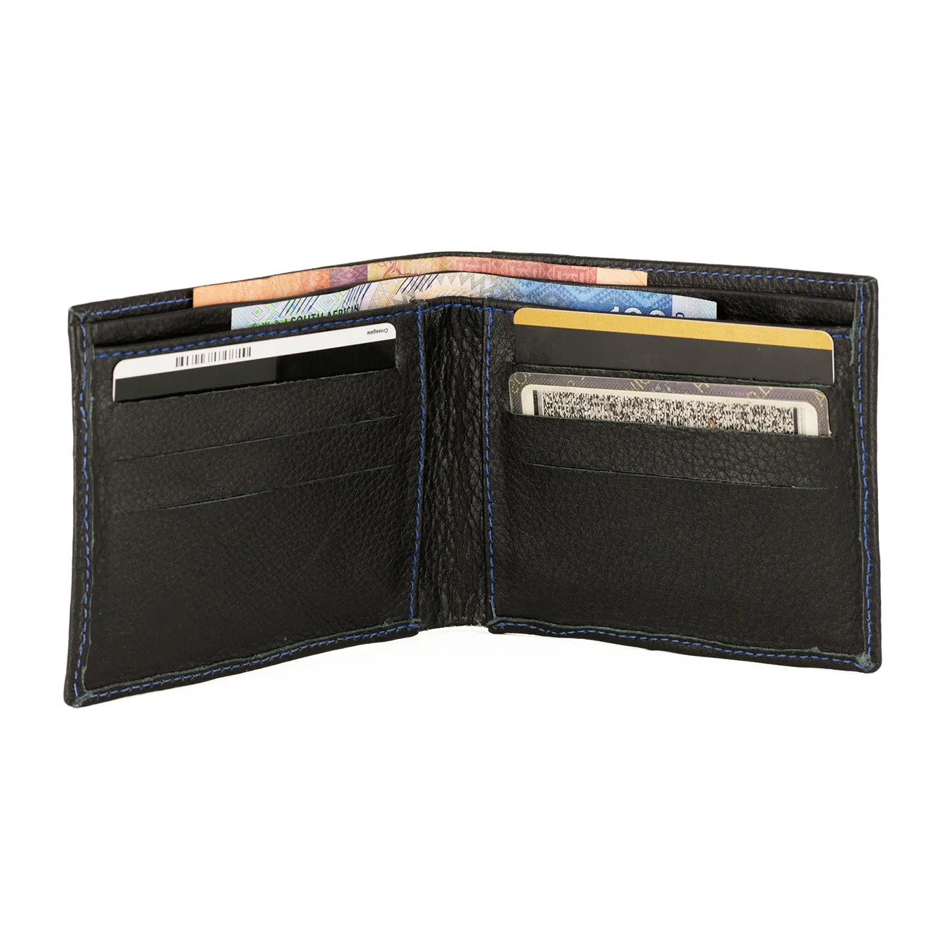 Leefa : Mens Leather Wallet in Black Delta