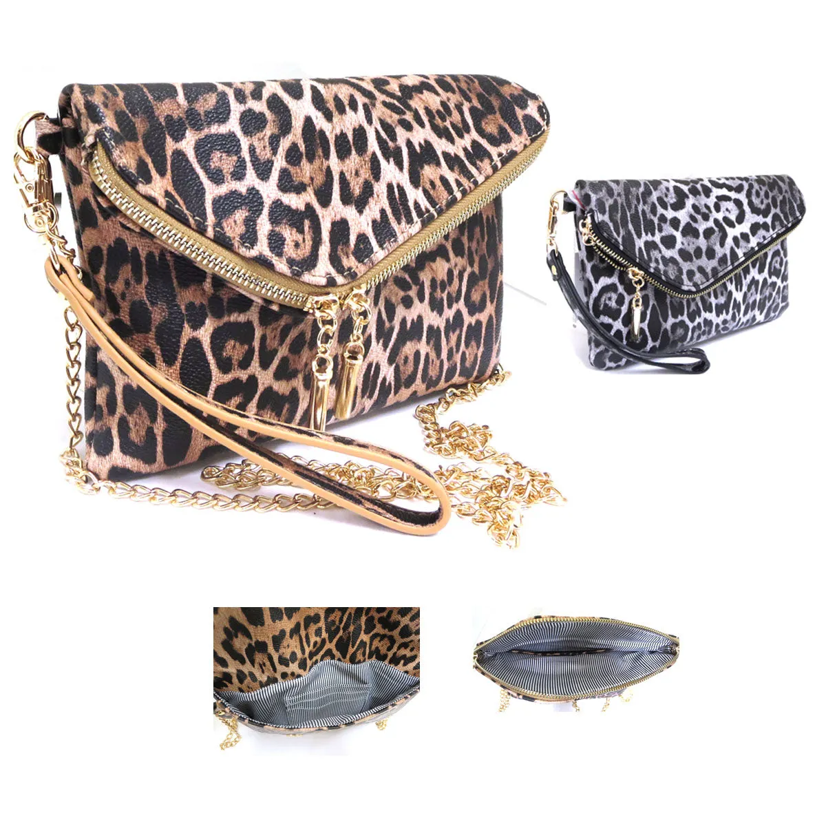 Leopard Wristlet with Crossbody Strap