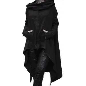 Lightweight Long Hoodie in Solid Black