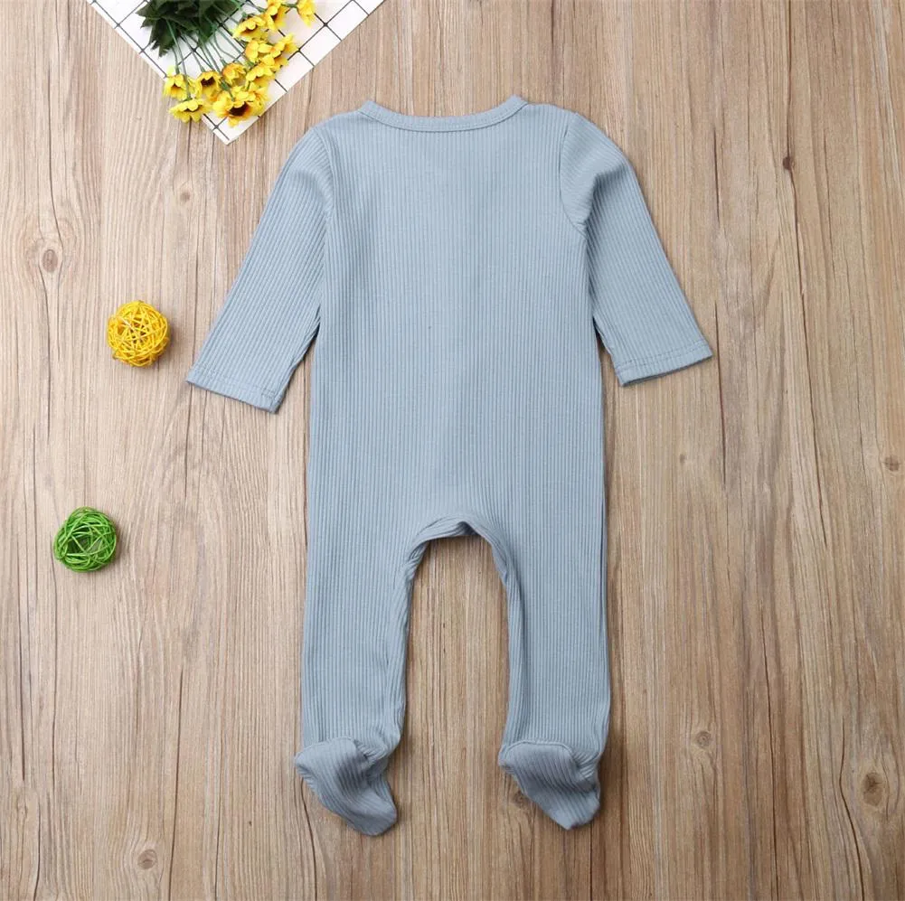 Lightweight ribbed baby grow - Baby Blue