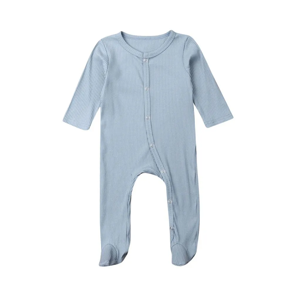 Lightweight ribbed baby grow - Baby Blue