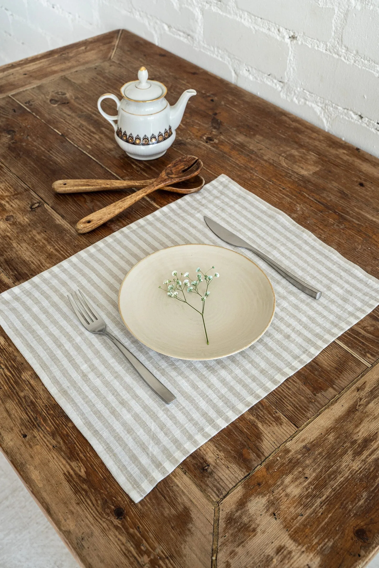 Linen placemats in Striped Natural