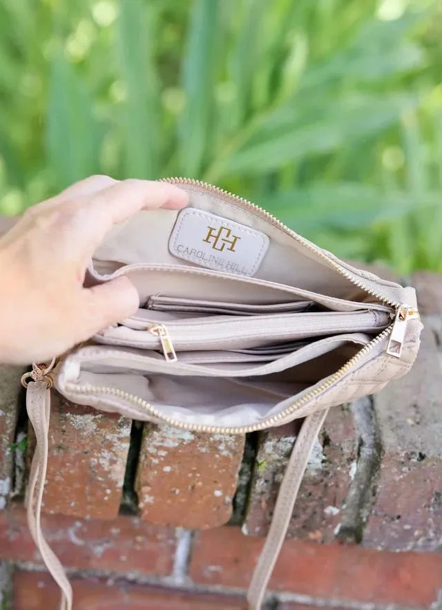 LIZ CUSTOM COLLECTION CROSSBODY-TAUPE QUILTED DQ