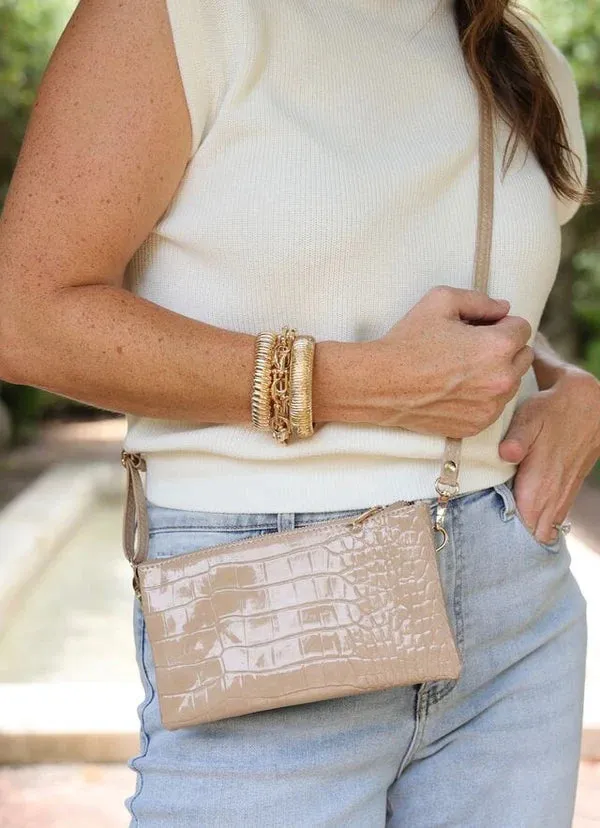 LIZ CUSTOM CROSSBODY BAG-TAUPE PATENT